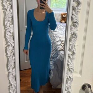 Zara Blue Long Sleeve Bodycon Dress